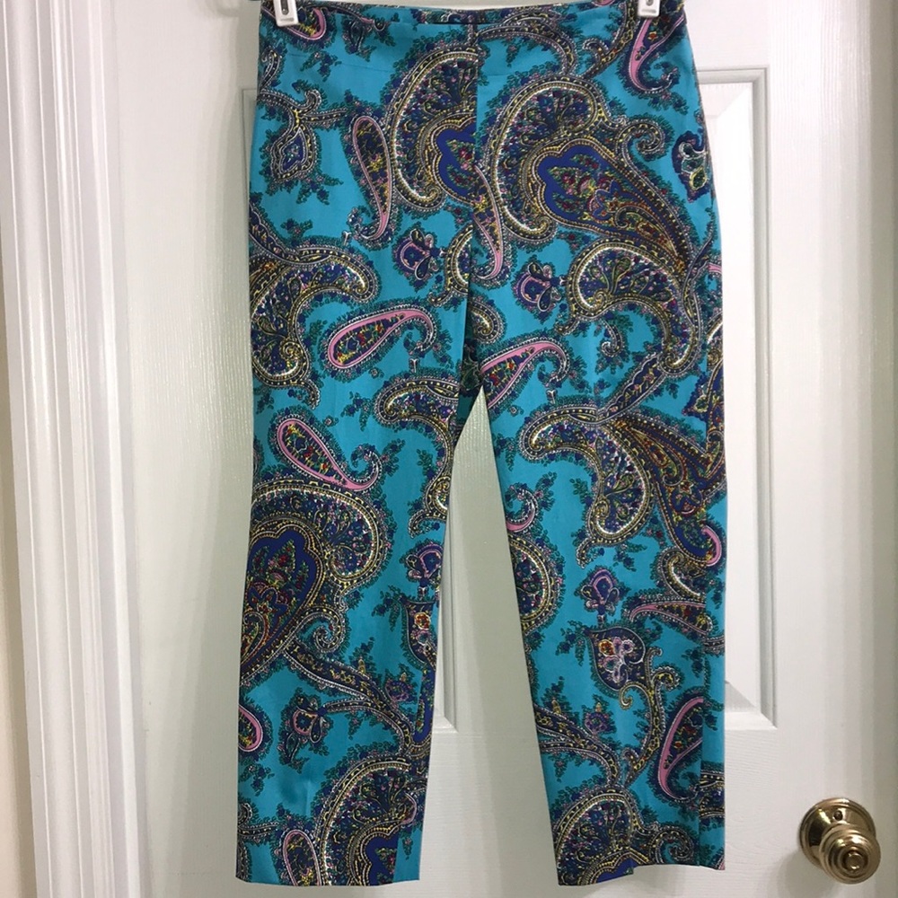 Cropped Paisley Pants Talbots Blue Floral